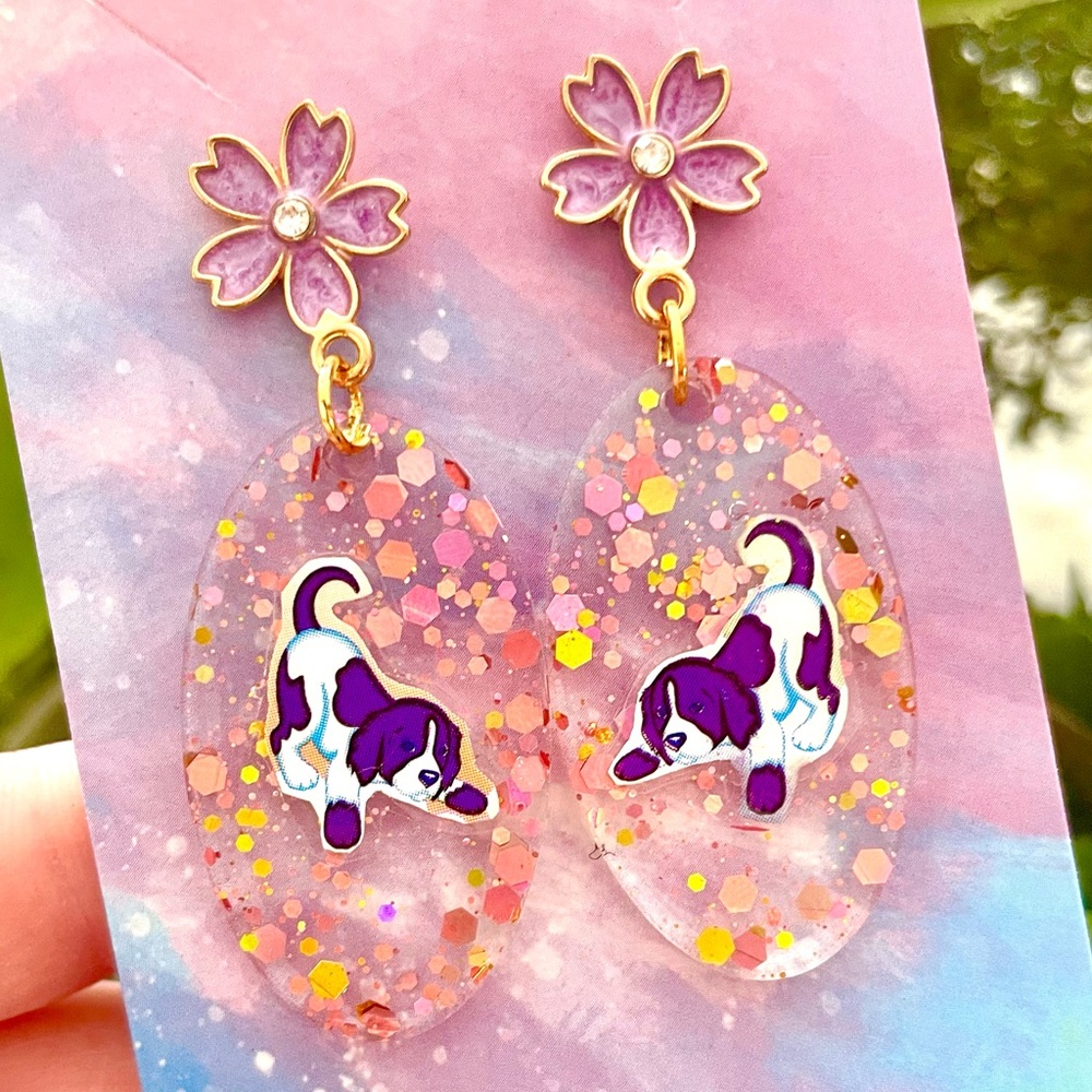 Vintage Dog Acrylic Earrings